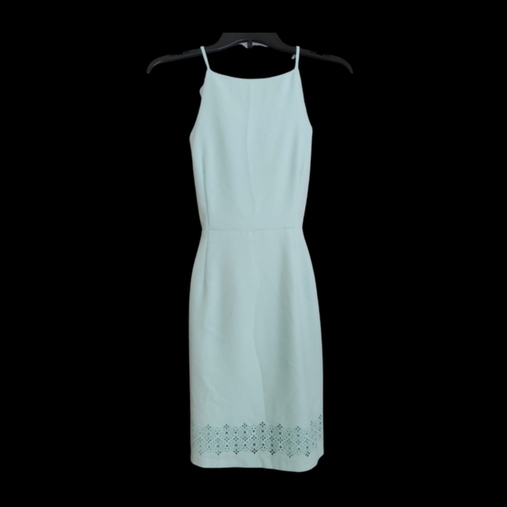 Banana Republic Mint Laser Cut Halter Sleeveless Sheath Dress Size 6 - Picture 3 of 4